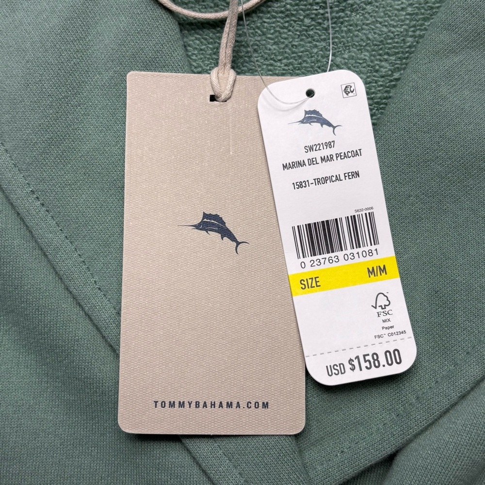 NWT Tommy Bahama Marina Del Mar French Terry Peacoat M Tropical Fern Green - Picture 10 of 10